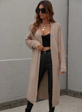 FASHION LONG CARDIGAN SOLID COLOR KNITTED SWEATER