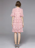HEAVY INDUSTRY EMBROIDERED RUFFLED FLORAL DRESS