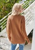 CASUAL ROUND NECK PULLOVER SOLID COLOR SWEATER