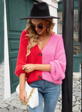 Single-breasted Spliced Cardigan Jacke