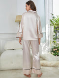 FASHION SILK-LIKE LADIES LONG-SLEEVED PAJAMAS SUIT