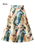 SLIM SATIN PRINTED ELASTIC WAIST SKIRT