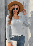 ROUND NECK LONG SLEEVE SOLID COLOR T-SHIRT