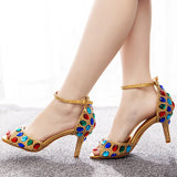 7 CM RHINESTONE FISHMOUTH HIGH-HEELED SANDALS