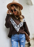 STYLISH LEOPARD PRINT PULLOVER ROUND NECK SWEATER