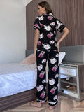 FASHION SHORT-SLEEVED TROUSERS FLORAL PATTERN PAJAMAS SET