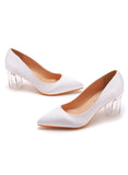 CRYSTAL SQUARE AND TRANSPARENT POINTED WEDDING SHOES