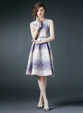 SLEEVELESS SLIM WAIST JACQUARD DRESS
