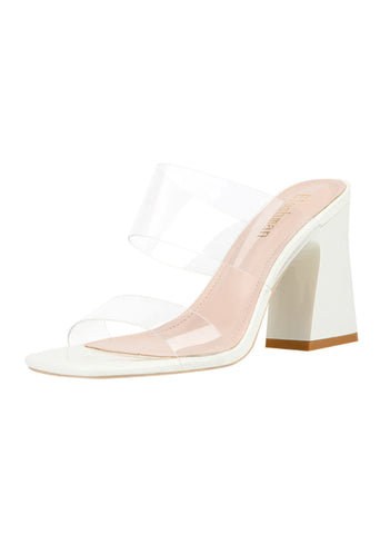 TRANSPARENT THICK-HEELED HIGH HEELS SLIPPERS