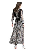 LONG-SLEEVED LANTERN SLEEVE PRINTED DRESS
