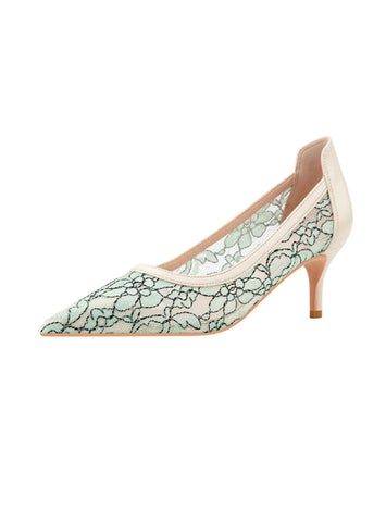 POINTED MESH LACE HIGH HEELS SHOES