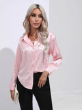 LEOPARD PRINT SATIN LONG SLEEVE SHIRT