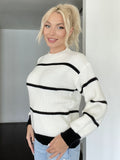 CLASSY FASHION STRIPED SIMPLE CASUAL SWEATER
