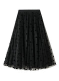 POLKA DOT GAUZE PLEATED SKIRT