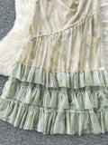 Ruffles Soft Pastel Hues Halter Neck Maxi Dress