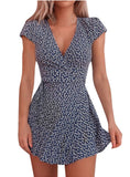 Women Floral Print V Neck Dress