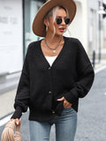 FASHION V-NECK BUTTON SOLID COLOR CARDIGAN SWEATER COAT