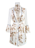 FASHION SEXY BATHROBE SATIN LACE NIGHTGOWN