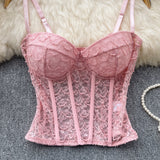 Soft Pink Lace Bustier Top
