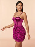 Fuchsia 3D Rose Mini Party Dress