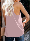 Contrast V-neck Lace Sleeveless Suspender T-shirt