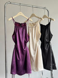 Suspender Bow Sexy Back Purple Dress
