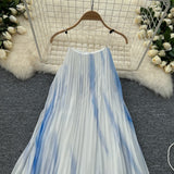 Timeless Impression Sky Blue Pleated Maxi Dress