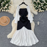 Balloon Sleeves Black Maxi Dress