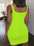 Plus Size Square Neck Short Mini Bodycon Dress