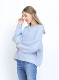 CLASSY ROUND NECK LOOSE SOLID COLOR SWEATER