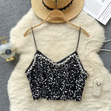 Rhinestone Sequined Crop Top