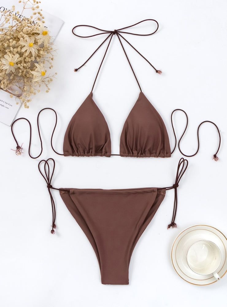 Three-point solid color string strap bikini – Ncocon