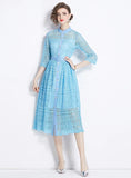 WOMEN LACE SHORT SLEEVE PARTY DRESS