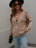FASHION LOOSE BUTTON SOLID COLOR TWISTED ROPE SWEATER