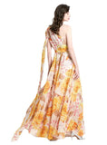 ONE-SHOULDER HOLIDAY PRINTED LONG DESS