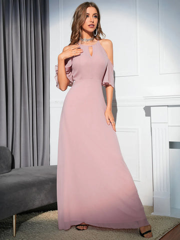 SLIM-FIT BIG SWING CHIFFON DRESS