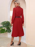 SLIM-FIT LONG SLEEVE PLEATS DRESS
