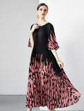 2023 PLEATED PRINTED LOOSE LEOPARD DRESS