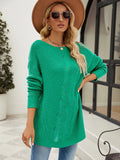 STYLISH SOLID COLOR BUTTONED LOOSE PULLOVER SWEATER