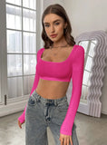 CASUAL KNITTED LONG SLEEVE T-SHIRT TOP
