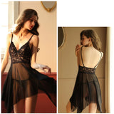 FASHION SEXY MESH PERSPECTIVE LACE DRESS PAJAMAS
