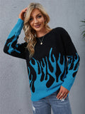 CLASSY PULLOVER KNITTED ROUND NECK PRINTED SWEATER