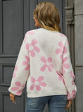 Printed Pullover Flower Sweater