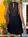 CASUAL BLACK SLEEVELESS HALTER DRESS