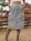 WOMEN DENIM LACE-UP SKIRT
