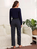 FASHION LONG-SLEEVED POLKA-DOT TROUSERS PAJAMAS SUIT