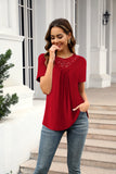 LACE PLEATED SHORT SLEEVE T-SHIRT SHIRT