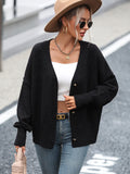 FASHION V-NECK BUTTON SOLID COLOR CARDIGAN SWEATER COAT
