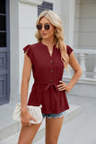 SOLID COLOR BUTTON LOOSE T-SHIRT