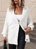 CLASSY SOLID COLOR KNITTED CARDIGAN LOOSE SWEATER